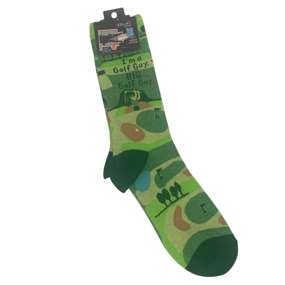 Blue Q Socks Men's Green Crew I'm A Big Golf Guy Size 7-12 New NWT